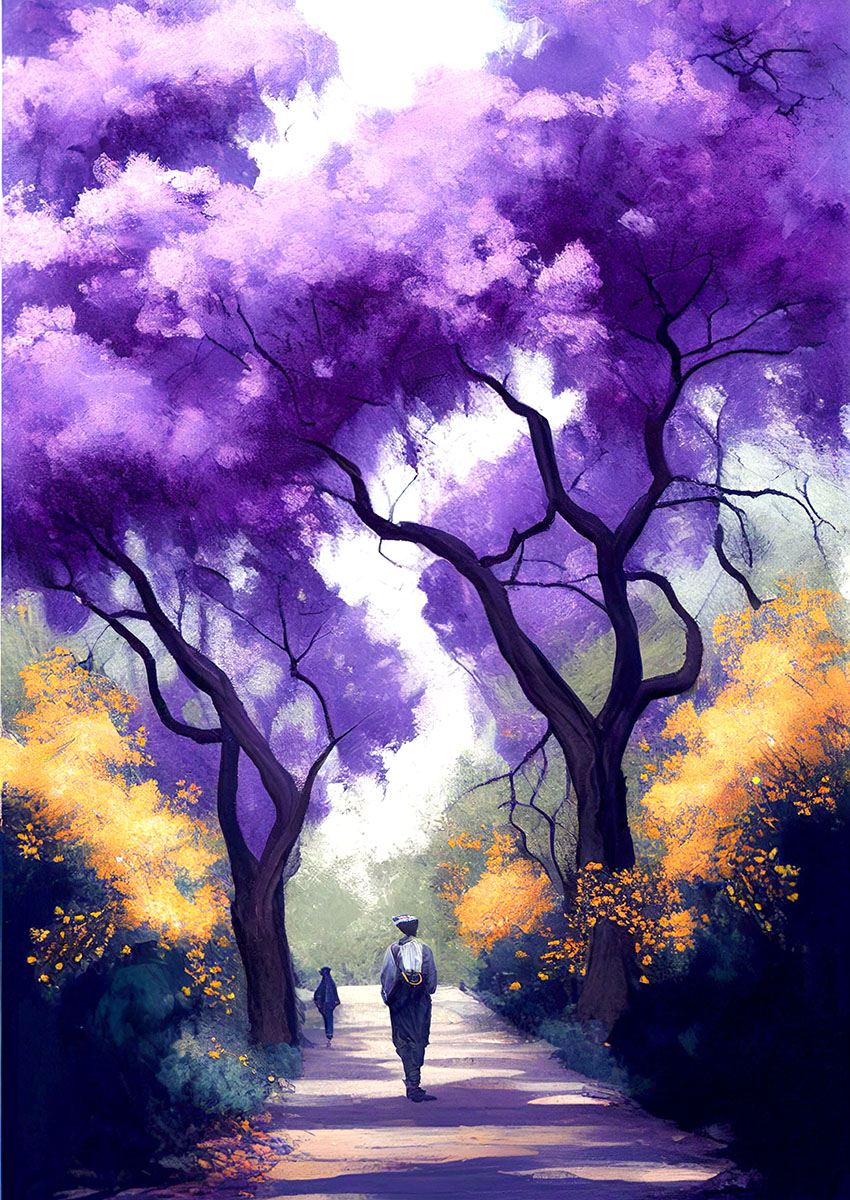 Purple Tree Flowers Canvas Print & Poster Wall Art - AI PRINT LAB